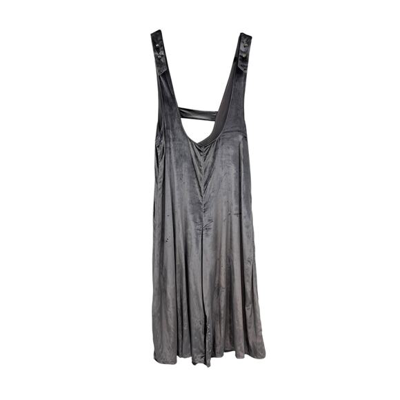 Anthropologie Maeve Monique Jumpsuit Suspender Wide Leg Velvet Gray XXS Petite - Picture 2 of 11